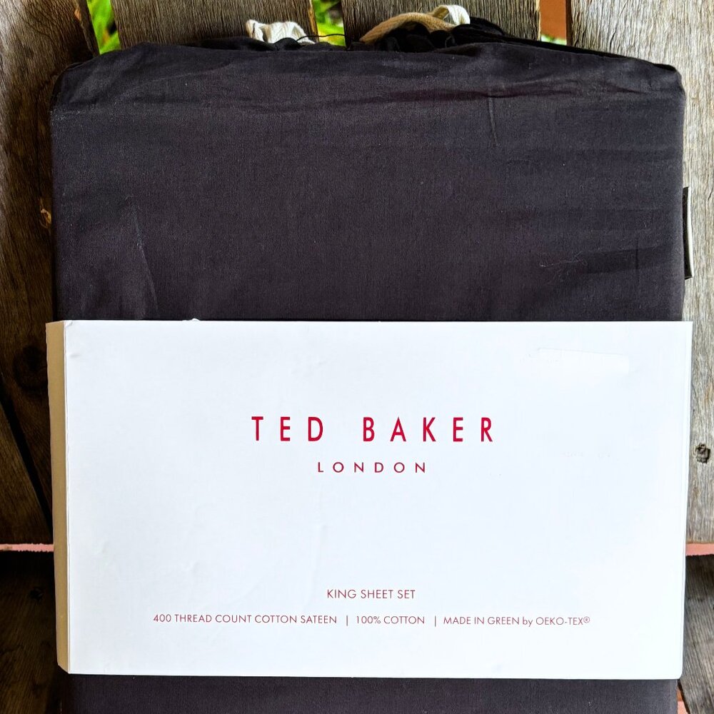 Ted Baker BLACK King Size Sheet Set ULTRA FINE COTTON 400 Thread Count